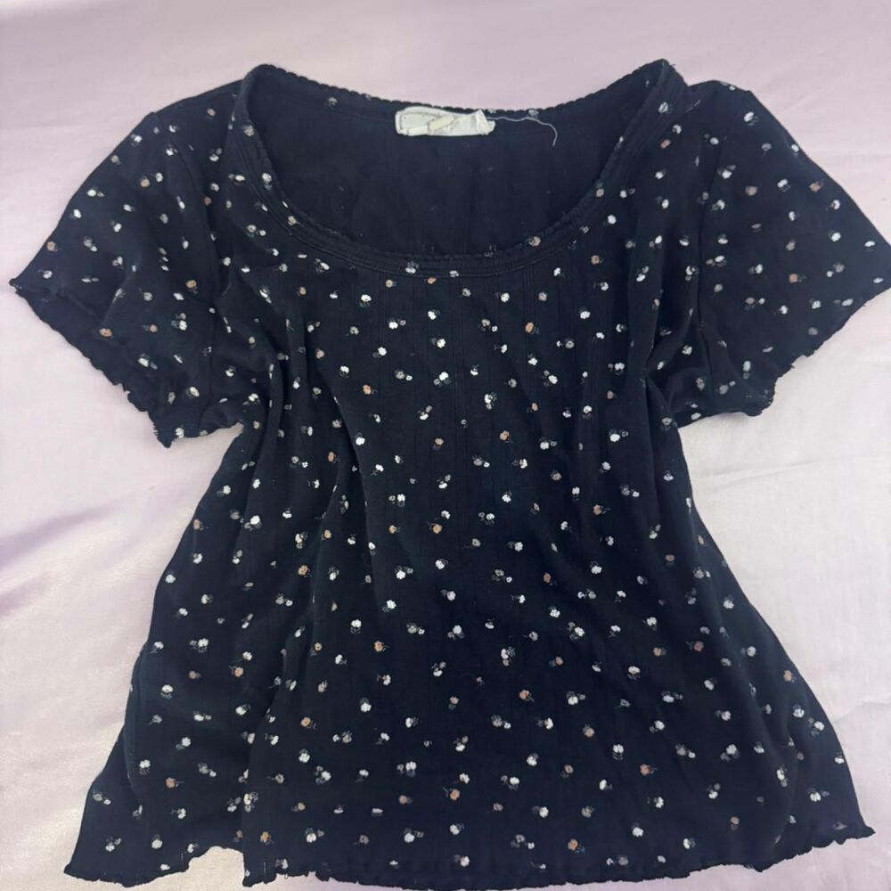 Black Ditsy Floral Crop Top